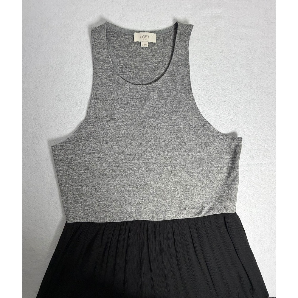 LOFT Outlet Womens Colorblock Maxi Dress Grey Black Racerback‎ Sleeveless Large